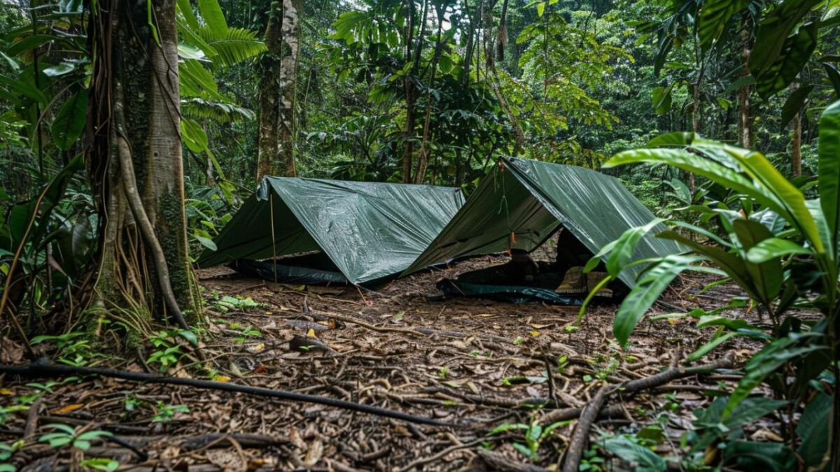 tarps aufgespannt im jungle 1