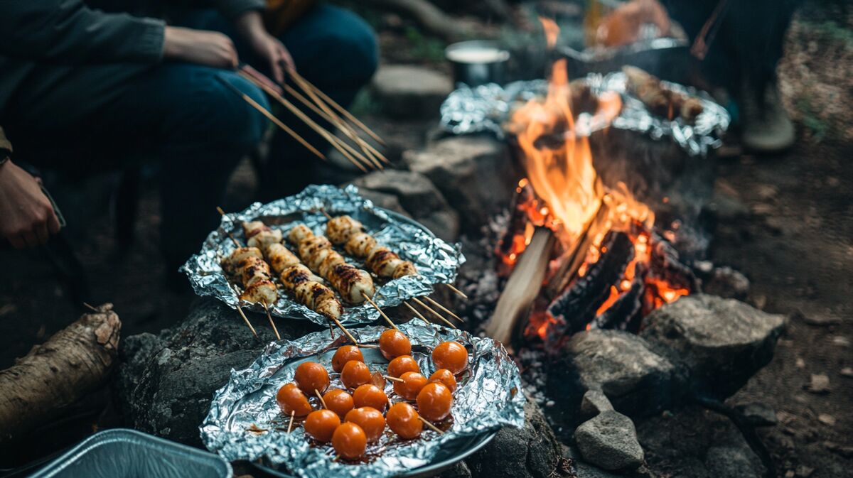 tomaten grillfleisch camping essen kochen