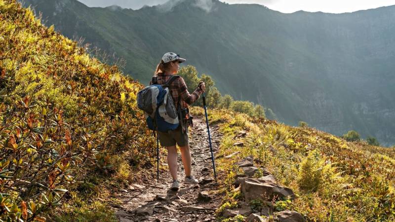 trekkingstoecke bergab wandern