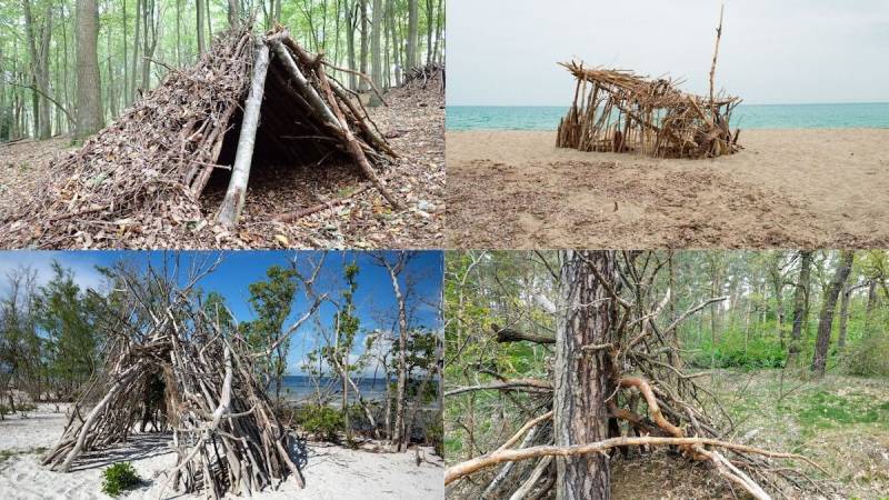 Examples of building shelters from wood