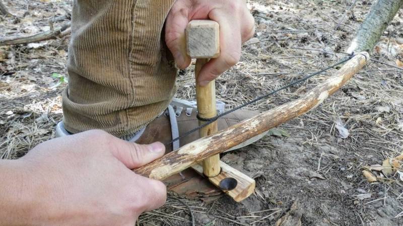 Trying to start a fire with a bow drill without practicing first is almost impossible