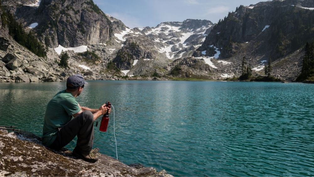 Filtering water at the lake