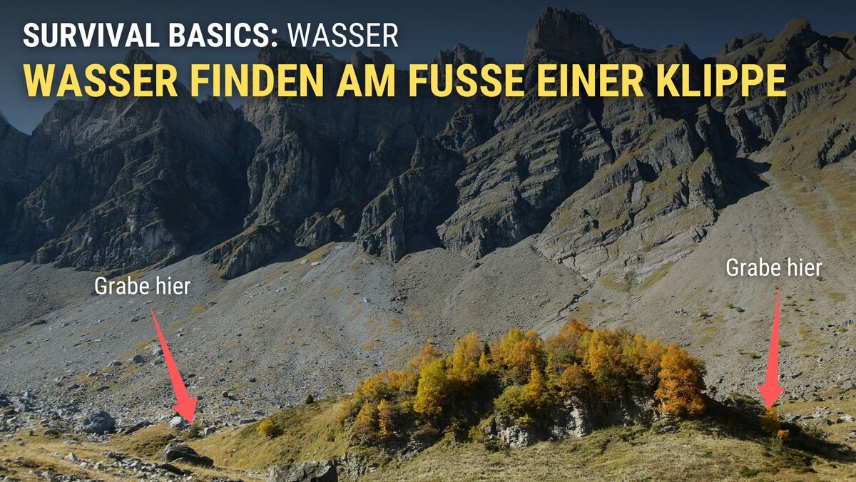 Wasser finden am Fuß einer Klippe