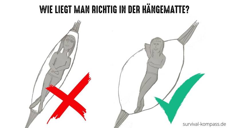 Leicht schräg liegst du optimal in der Hängematte