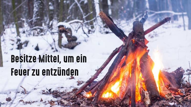 Winter hiking: making fire