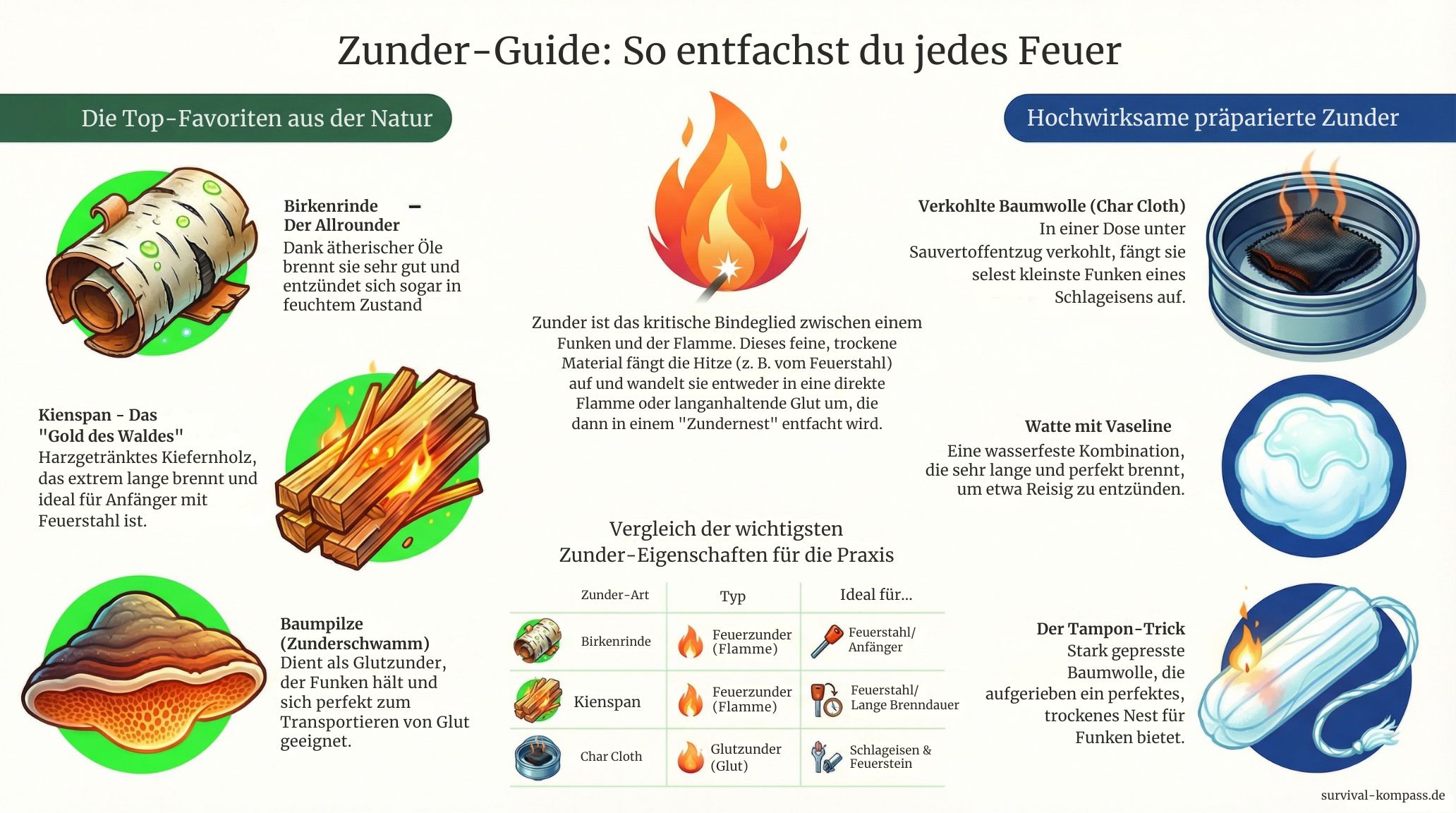 zunder infografik survival kompass