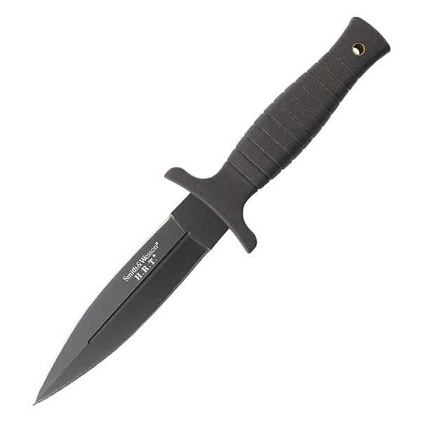 Smith and Wesson Herren Messer Stiefelmesser schwarze Lederscheide mit Metall-Clip Gesamtlänge: 22.9 cm, 22,9cm
