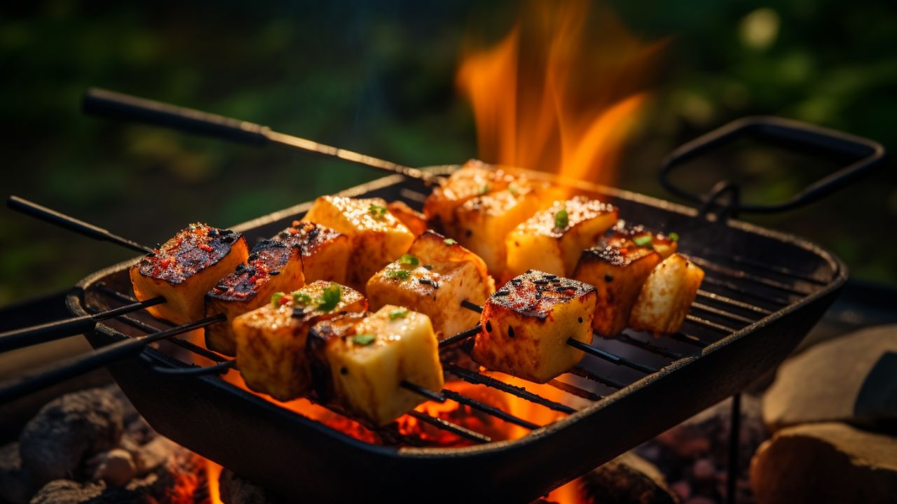 Asiatische Tofu-Grillspieße mit Honig-Sesam-Marinade