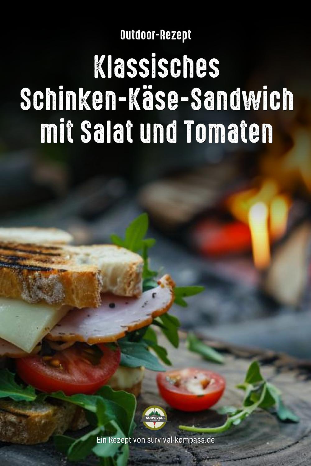 Klassisches Schinken-Käse-Sandwich mit Salat und Tomaten