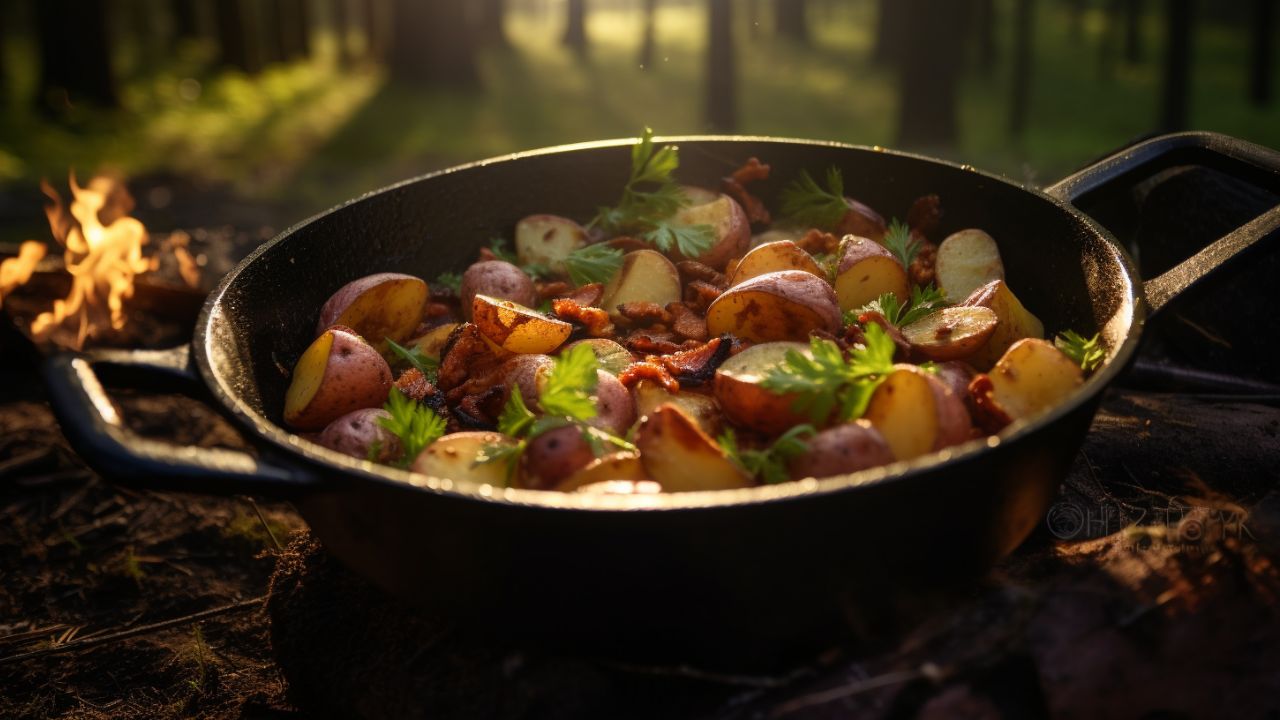 Wilderness fried potatoes with crispy bacon